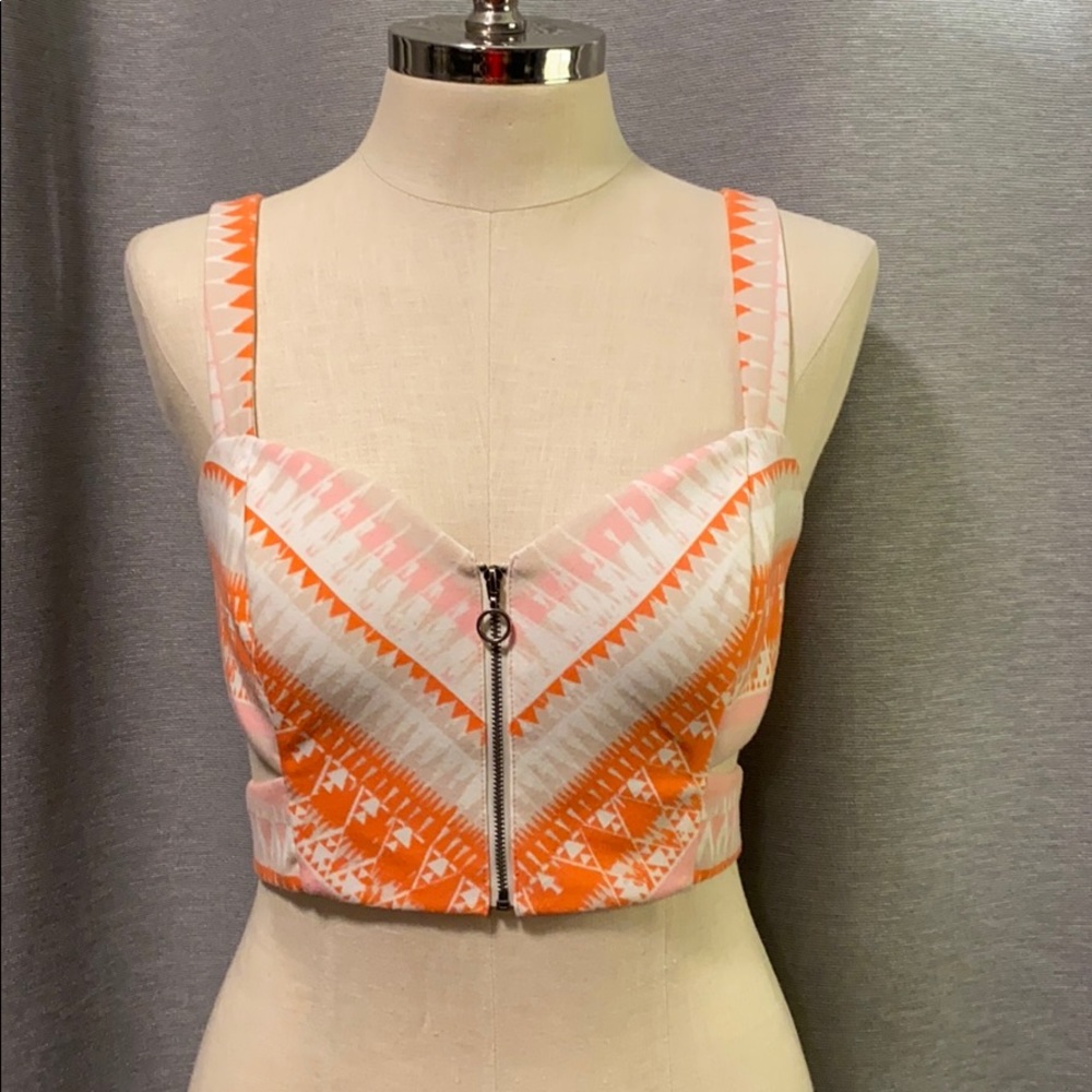 BCBG Geometric crop top with cutouts